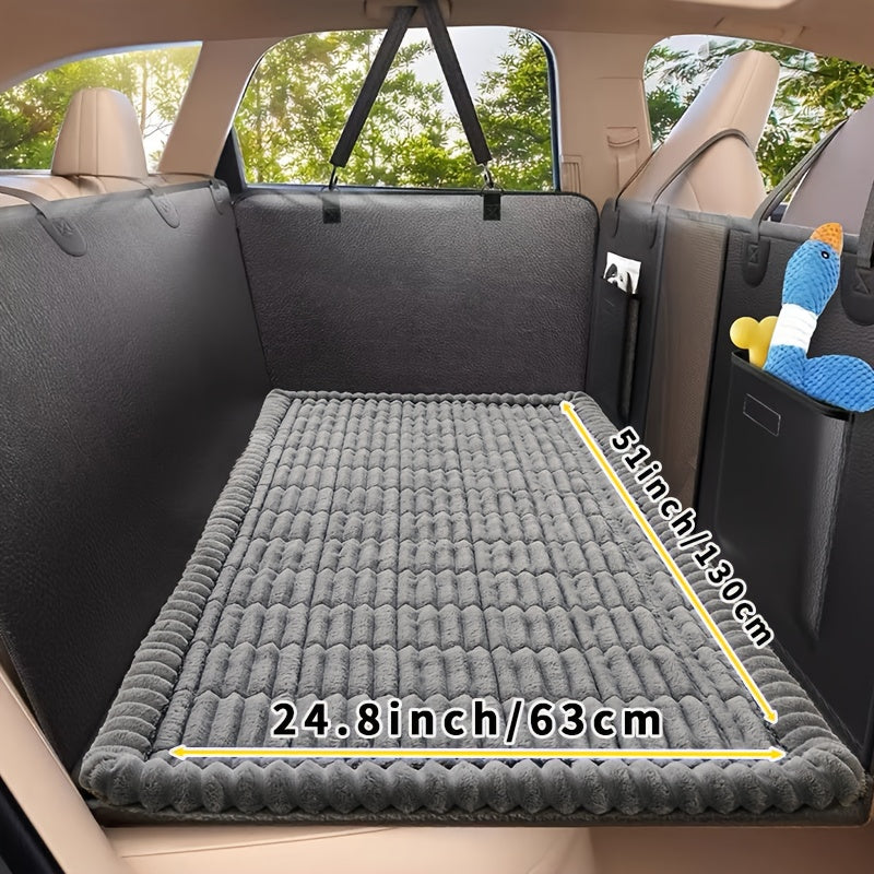 Non-Slip Dog Car Seat Cover Mat – Heavy-Duty Polyester Pet Seat Protector with Rear Extension for SUV, Sedan & Truck, Easy-Clean Floor Liner for All Dog Sizes