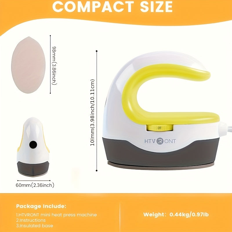 Mini Heat Press Machine Portable Small Iron Press for T-Shirts Hats HTV Sublimation Vinyl Transfer Projects – 3 Heat Settings Quick Heat-Up Easy Grip Handle