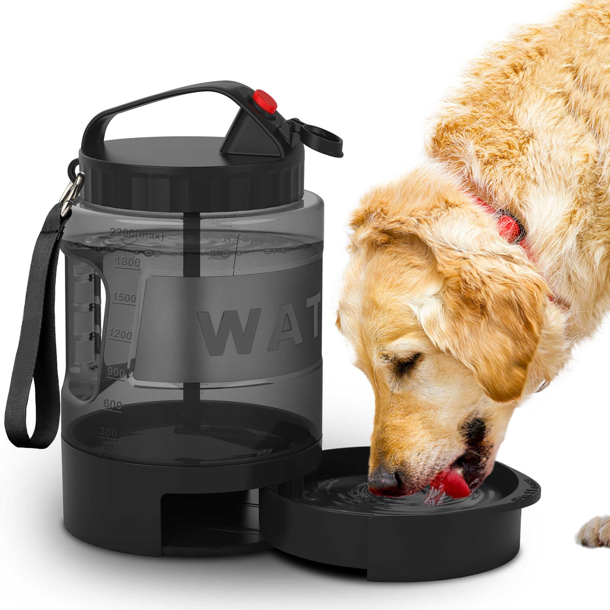 74oz Portable Dog Water Bottle with Built-In Collapsible Bowl Leakproof Large Capacity Travel Water Bottle for Dogs Hiking Camping Park Ideal for Small to Large Breeds