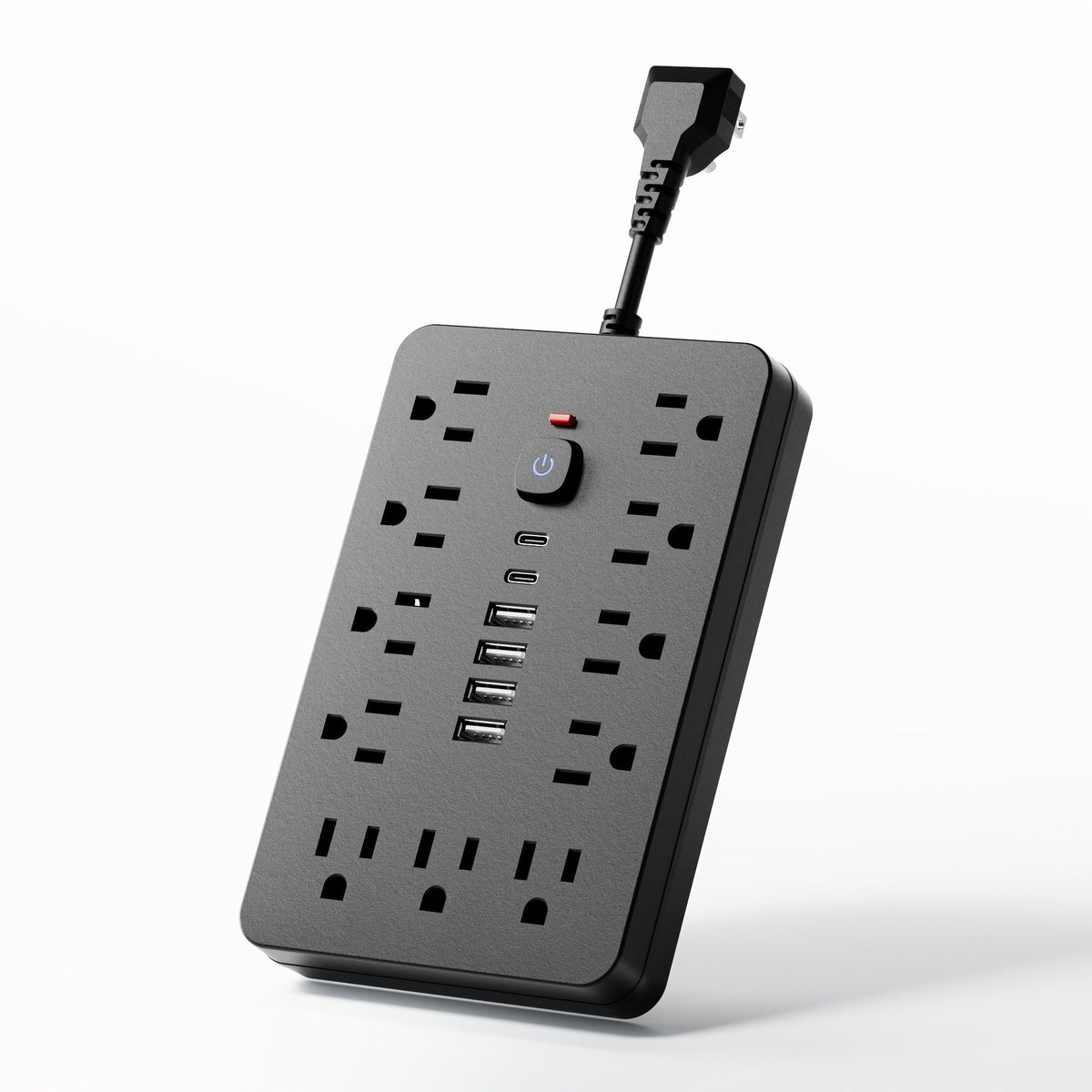 Surge Protector Power Strip 11 AC Outlets | 4 USB-A & 2 USB-C Ports, Overload Protection, Short/5FT/10FT Extension Cord – Multi-Outlet Power Socket for Home, Office, Desk & School – White & Black