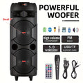 6000W Dual 8" Portable Wireless PA Speaker System – Rechargeable 1800mAh Battery, Wired Mic, Party Lights, Subwoofer, USB/AUX/FM for DJ, Outdoor & Party