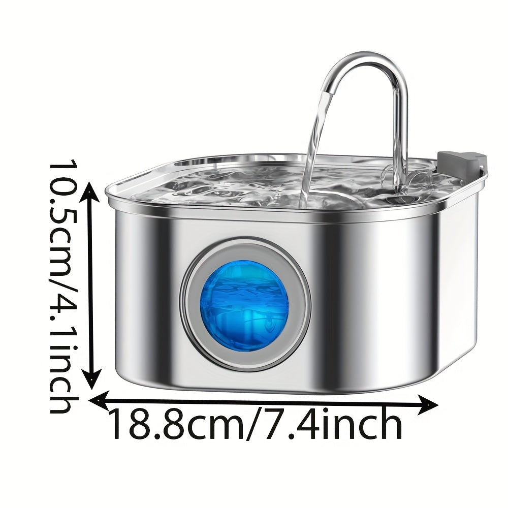 Stainless Steel Pet Water Fountain 108oz/3.2L - USB Quiet Automatic Cat Dog Drinking Fountain with 4 Filter Cartridges & Water Level Indicator - Large Capacity Pet Water Dispenser for Cats & Small Dogs