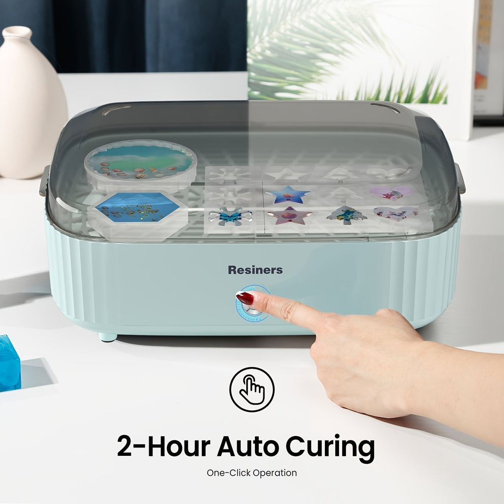 UV Resin Curing Machine with Large Tray & Auto 2-Hour Timer - Air Curing Station for Resin Art, Jewelry Casting & Crafts, Resin Dryer for Beginners & Artists, Mint Green