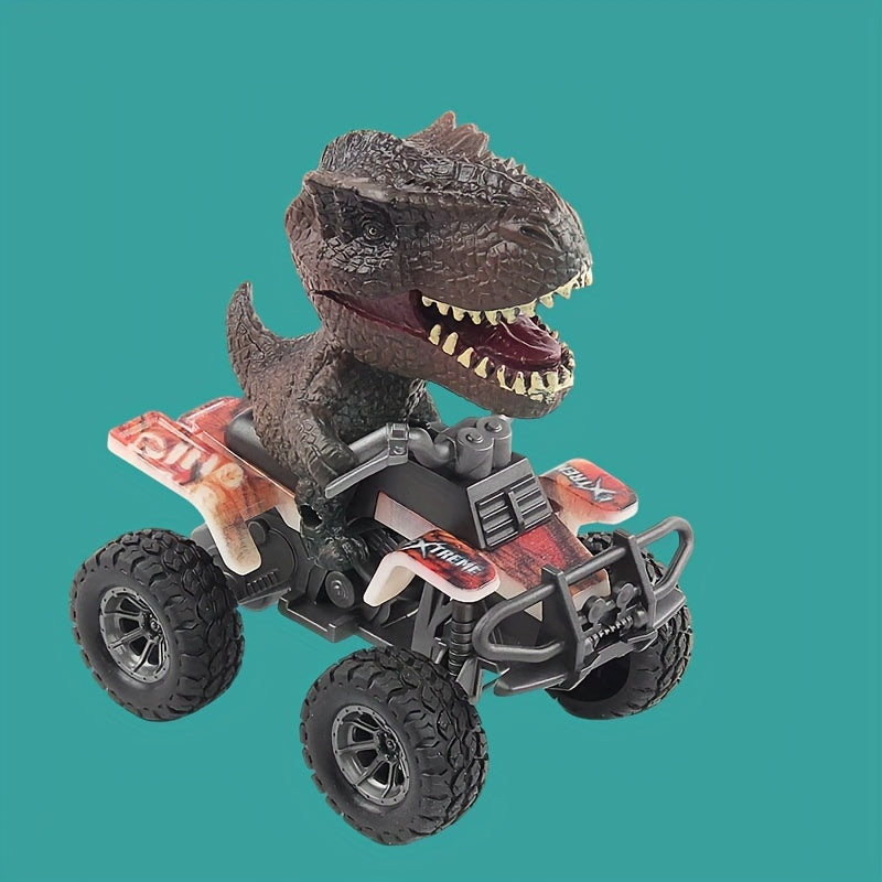 Dinosaur Inertia Toy Car T-Rex & Triceratops Off-Road Vehicle for Kids – Durable Plastic Friction-Powered Dinosaur Truck – Imaginative Play Toy for Toddlers & Boys Ages 3+ – Black Green Orange