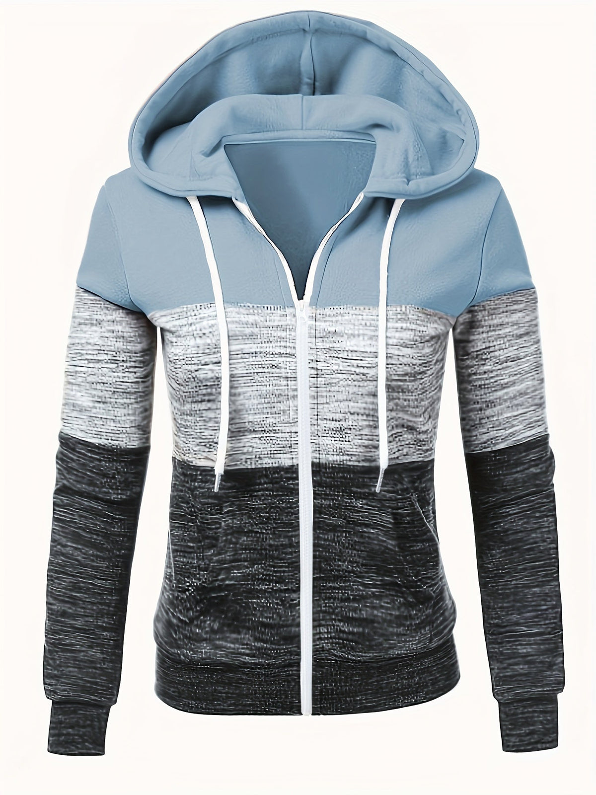 Women's Zip Up Hoodie Patchwork Print Casual Loose Sweatshirt Jacket Peacock Blue Black Dark Pink Mixed S M L XL XXL