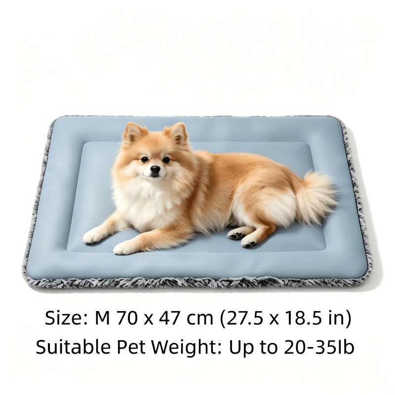 Dog Cooling Mat for Summer – Soft Polyester Pet Cooling Pad with Neck Support, Indoor Sleeping Floor Mat for Extra Small, Small & Medium Dogs & Cats, Heat Relief Bed