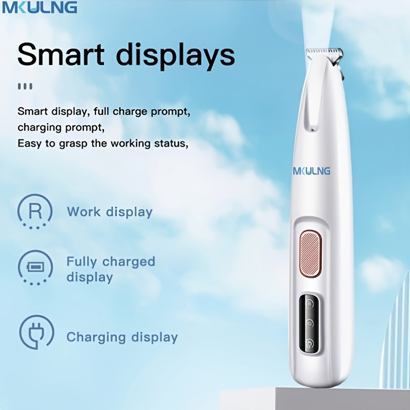 Pet Hair Clipper USB Rechargeable Cordless Silent Dog Cat Grooming Kit Electric Razor Trimmer with Scissors & Comb Grooming Tool for Dogs Cats White