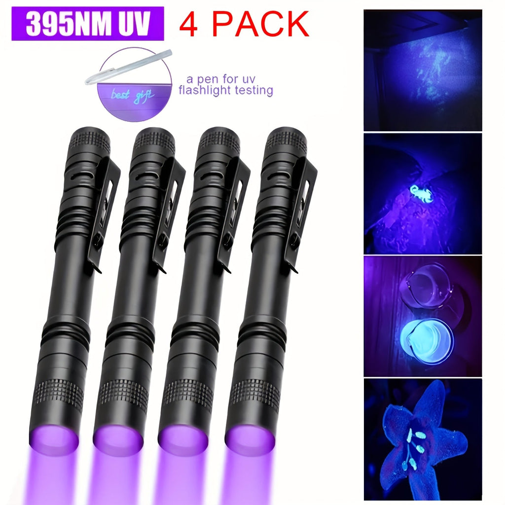 UV Blacklight Flashlight 395nm Portable Ultraviolet Light for Counterfeit Detection Pet Urine Stain Scorpion Hunting Ringworm, Multi-Pack 4/6/8/12pcs, AAA Battery Powered