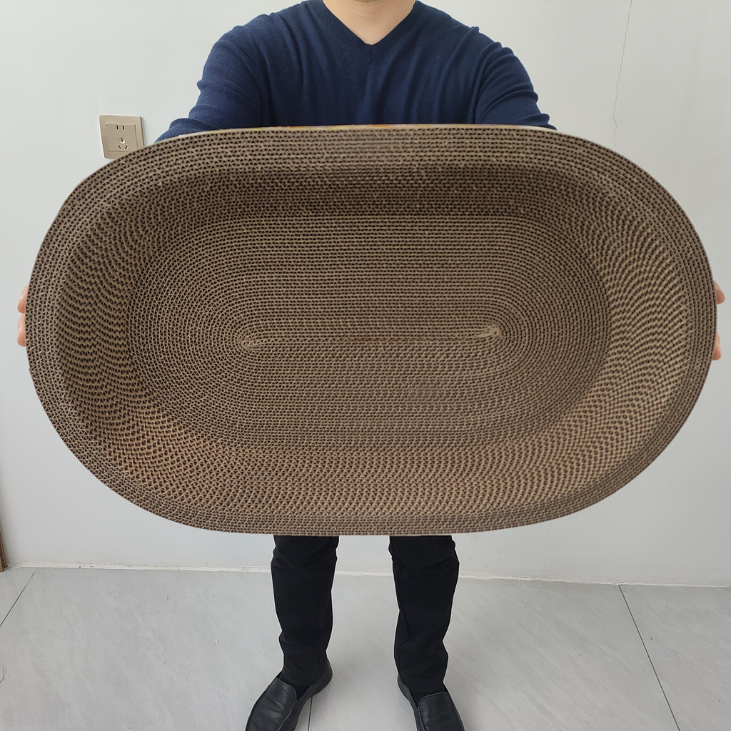 Cat Scratching Board Oval 23.62x15.75 Inch Thickened Sisal Scratch Pad Play Rest Lounge 3-in-1 Wear-Resistant Non-Shedding Furniture Protector Cat Scratcher Mat