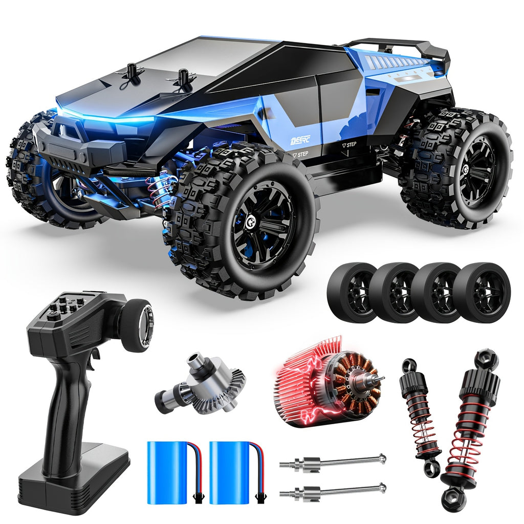 DEERC 1/18 Scale High Speed Drift RC Car 42KM/H All-Terrain Remote Control Truck – Metal Dog Bones, Dual Tires (Drift + Off-Road), 2.4GHz, 2 x 1500mAh Batteries, 380 Brushed Motor for Collectors & Hobbyists
