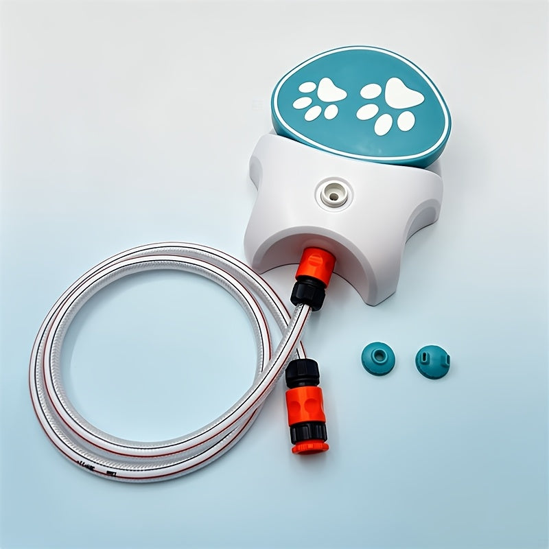 Dog Water Sprinkler Foot Treadle Drinking Fountain - Dog-Operated Fresh Water Dispenser with Hose & Connector - Portable Outdoor Dog Water Fountain for Camping Hiking Backyard - Fun Dog Hydration Toy