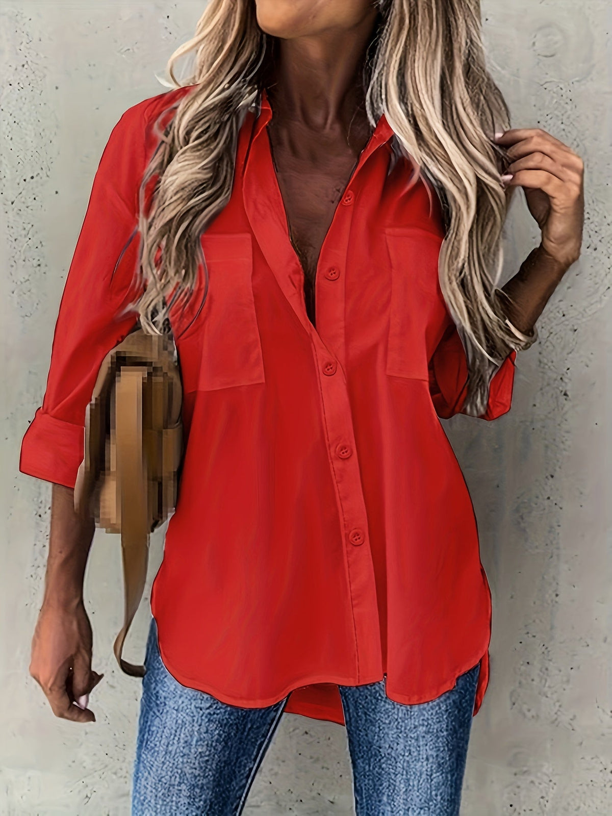 Women's Button-Up Long Sleeve Shirt Solid Color Lapel Collar Elegant Work Blouse Lightweight Casual Top White Black Red Khaki Blue Apricot S M L XL XXL
