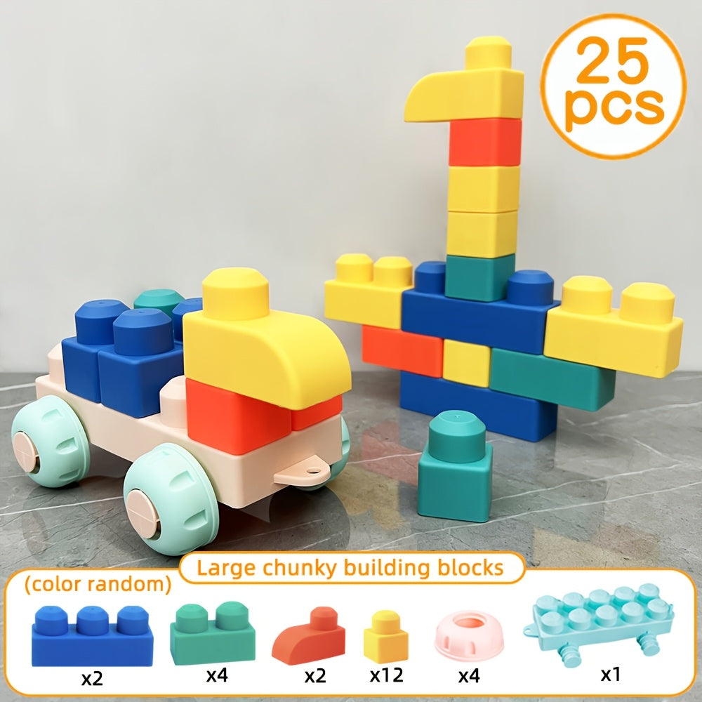 Large Granule Building Blocks Puzzle Toy for Toddlers & Kids - Big Brick STEM Construction Set for Brain Training, Fine Motor & Grasping Skills, 25 / 50 / 90pcs Bulk Pack, Birthday & Holiday Gift, Random Color