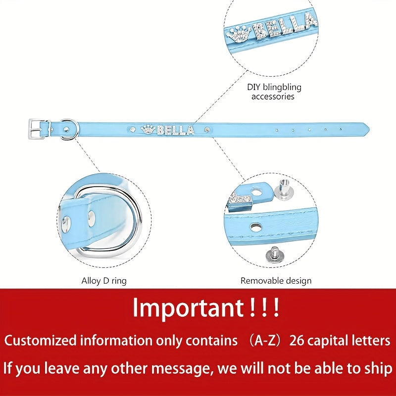 Personalized PU Leather Dog Collar with Pendant Tag - Custom ID Collar for Small Medium Large Dogs Cats XS S M L 8 Colors Stylish Pet Accessory Gift White Black Pink Blue Purple