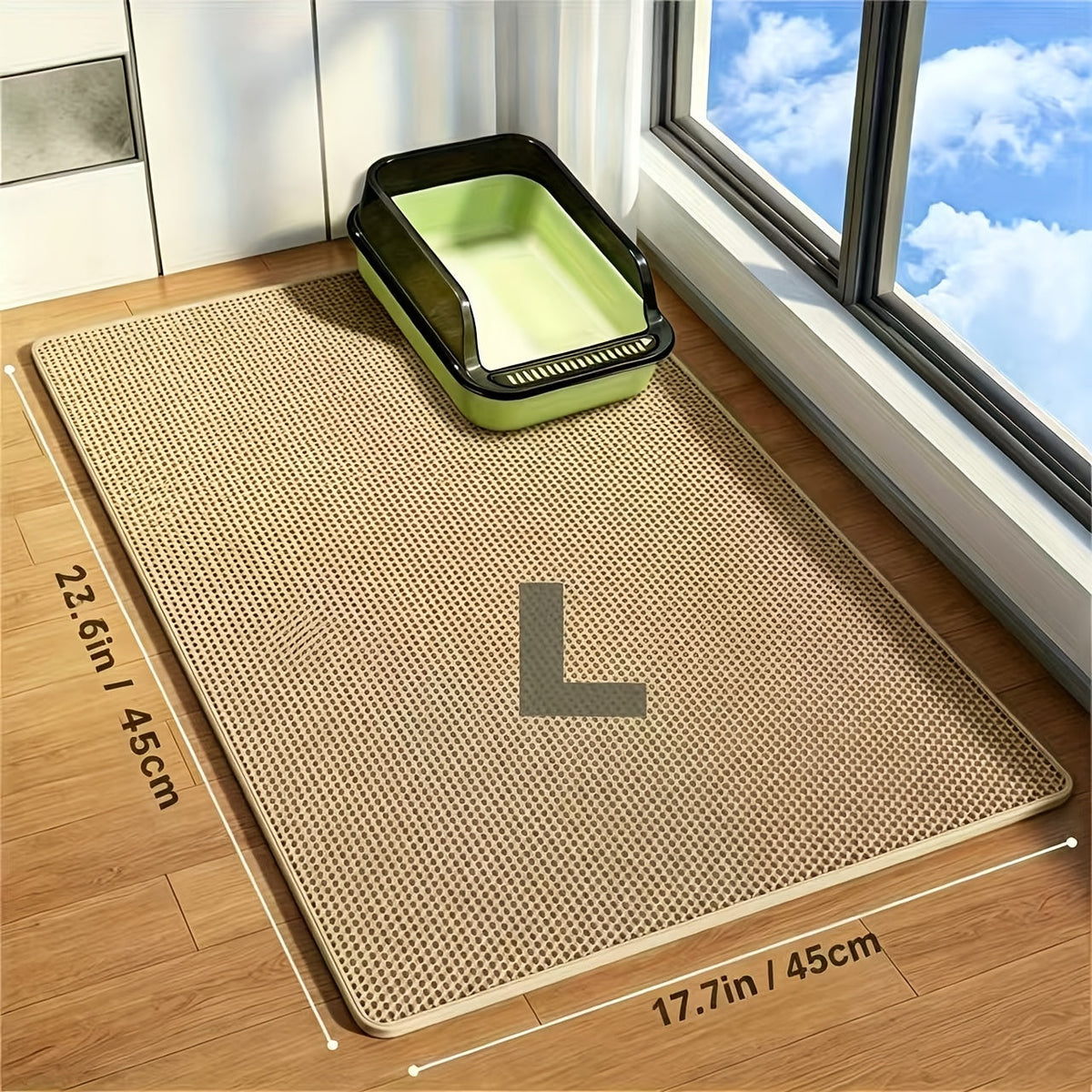 Extra Large Double-Layer Cat Litter Mat – Splash-Proof Leak-Proof EVA Non-Slip Washable Odor-Proof Scatter Control Litter Trapping Mat for Cat Litter Box, Easy to Clean Floor Protector for Cats