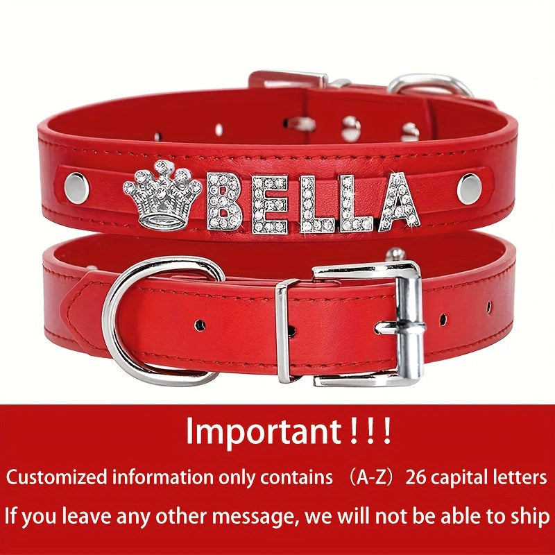 Personalized PU Leather Dog Collar with Pendant Tag - Custom ID Collar for Small Medium Large Dogs Cats XS S M L 8 Colors Stylish Pet Accessory Gift White Black Pink Blue Purple