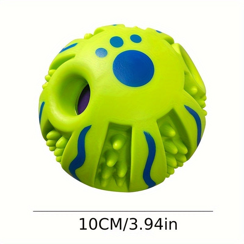 Spiky Rolling Sound Ball Dog Toy 3.94" - Interactive Funny Sounds Teeth Cleaning Herding Ball, Training Play Toy for Medium Large Dogs, Durable Rubber Sensory Ball with Squeaky Noise