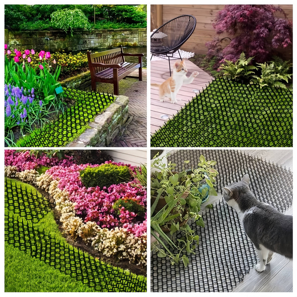 6-Pack Garden Cat Deterrent Spike Mats – Plastic Spiked Strips to Keep Cats & Dogs Out of Garden Beds, Protect Plants from Digging, Humane Outdoor Pet Repellent Mats for Yard Lawn Flower Beds