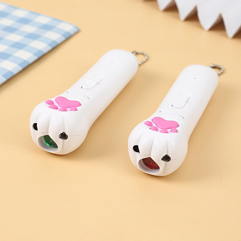 Cat Teaser Projection Pen USB Rechargeable - Rotating Gear Pattern Projector Toy for Cats, LED Light Chase Toy with White Flashlight, Interactive Cat Toy Pen