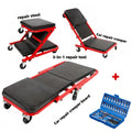 36 Inch Folding Mechanic Creeper Z-Crawl Board with 6 Swivel Wheels – Adjustable Load Board Car Crawl Seat with Tool Kit, Deck Repair & Tire Repair Accessories, DIY Auto Mechanic Gift for Men, Husbands & Car Enthusiasts
