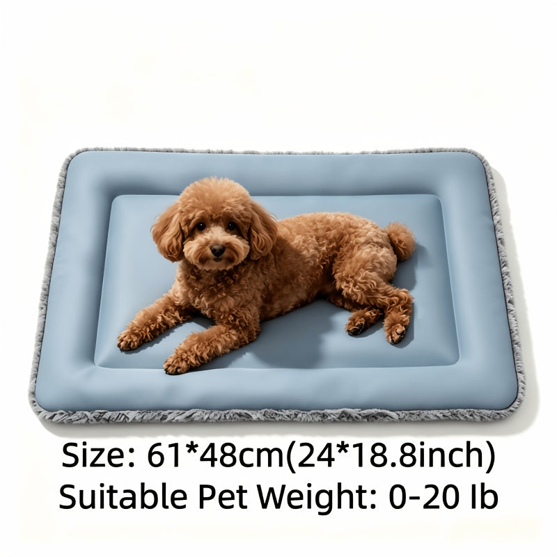 Dog Cooling Mat for Summer – Soft Polyester Pet Cooling Pad with Neck Support, Indoor Sleeping Floor Mat for Extra Small, Small & Medium Dogs & Cats, Heat Relief Bed