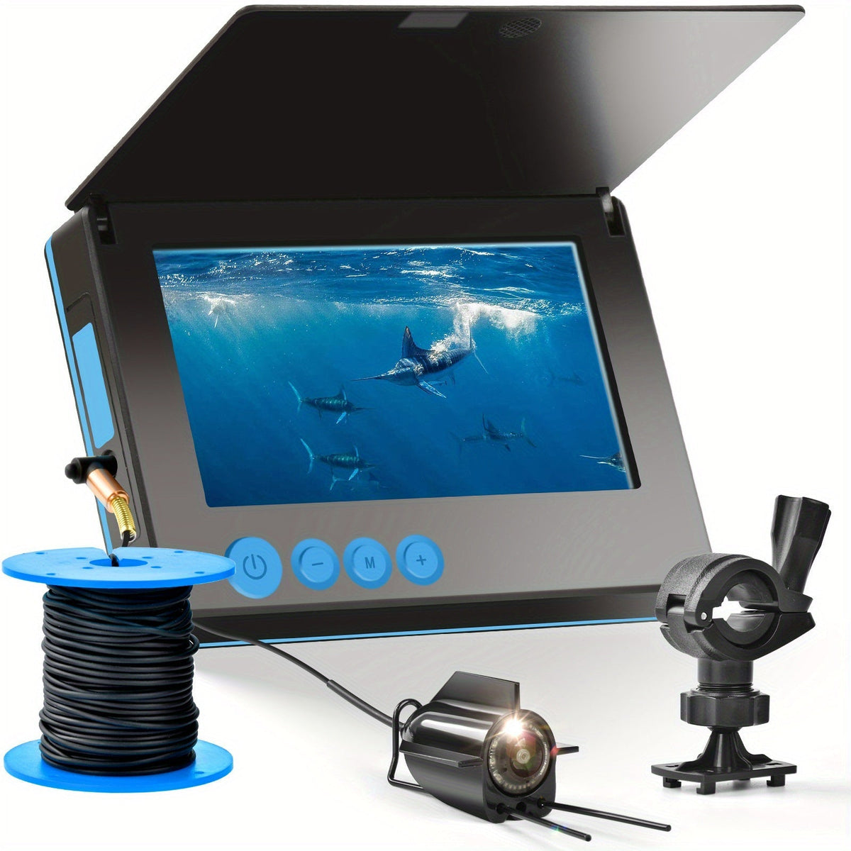 Fish Finder with HD Underwater Camera 4.3 Inch Screen 140 Degree Wide Angle Lens Fish Attracting Light Portable Fishing Viewing Set for Ice Fishing Lake River