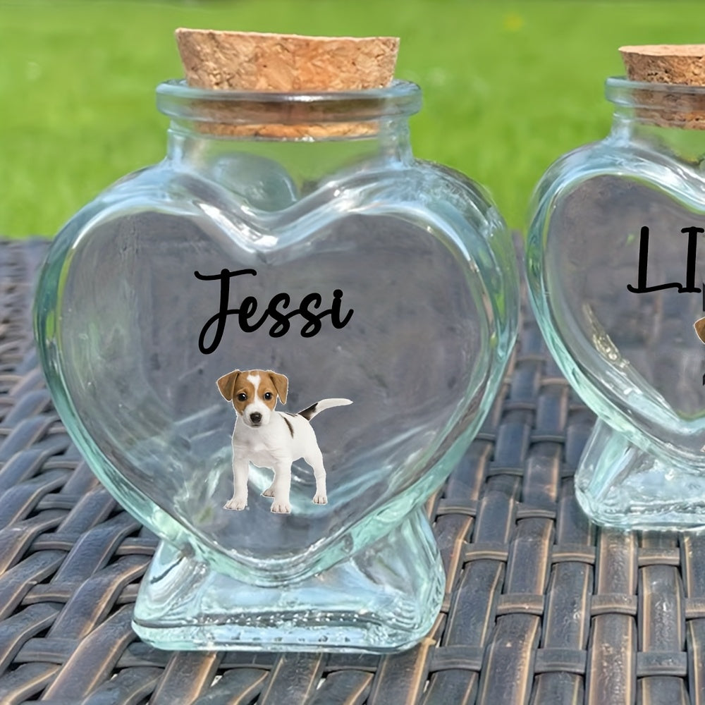 Custom Pet Hair Preservation Jar - Personalized Keepsake Bottle with Pet Photo, Pet Fur Storage Memorial Gift for Cat & Dog Owners, Unique Anniversary Birthday Gift for Pet Lovers