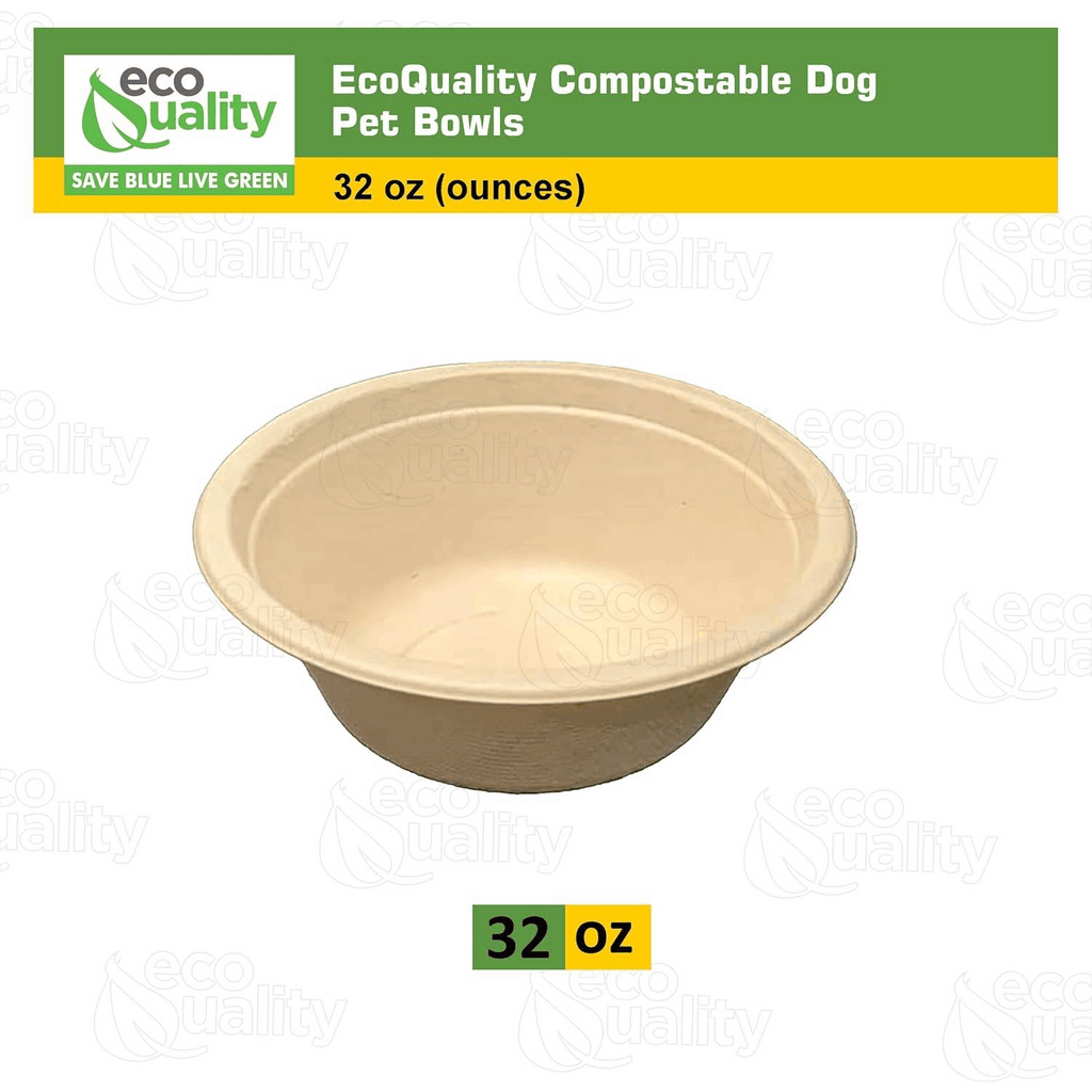 Disposable Pet Feeding Bowls 32oz – Round Paper Bowls for Dogs & Cats, Travel, Shelter, Kennel, Outdoor & Emergency Pet Feeding, Stackable Single-Use
