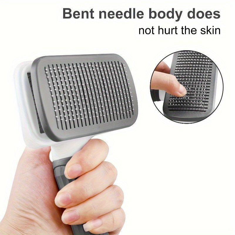 Self-Cleaning Pet Grooming Brush – Skin-Friendly Deshedding Massage Tool for Long & Short Haired Cats and Dogs – Easy Disassemble One-Click Clean Slicker Brush for Shedding Fur Removal