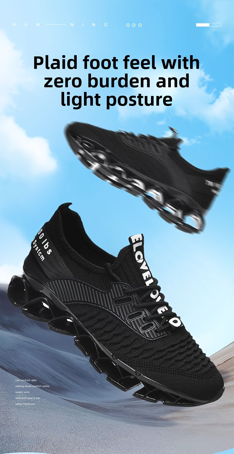 Men's Breathable Running Shoes Lightweight Fish Scale Fabric Upper Durable Outsole Low Top for Running Hiking Walking Casual Sports White Black US 7-13.5