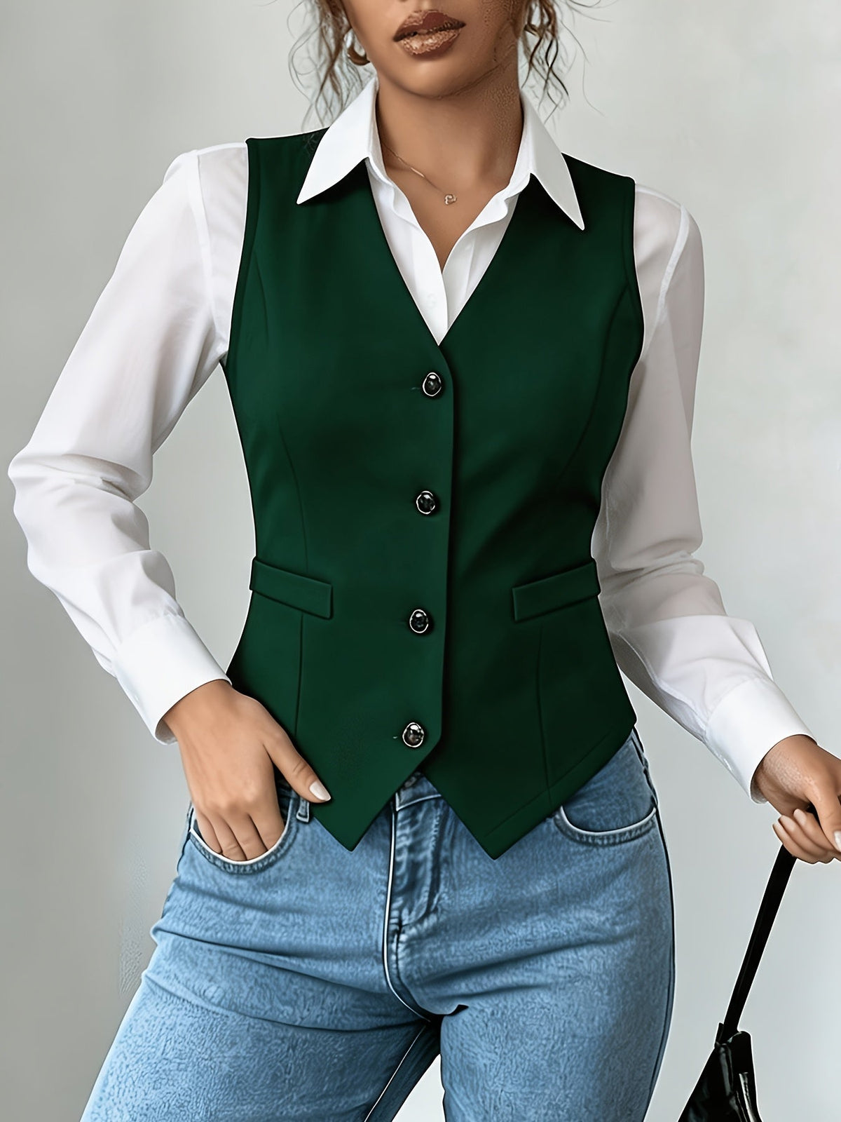 Women's Sleeveless Vest Top Solid Color Elegant Commuter Tank Top Casual Loose Fit Versatile Sleeveless Shirt for Work & Everyday Wear