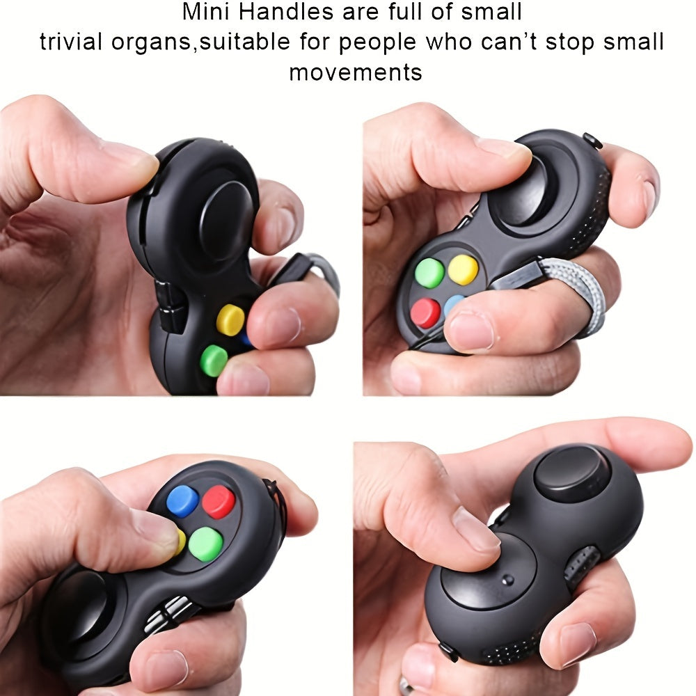 Retro Fidget Pad Controller Set of 3 - 8-in-1 Handheld Sensory Fidget Toy with Clickable Buttons, Joystick, Roller, Gears & More, Stress Relief & Focus Toy for Kids & Adults, Multiple Color Options