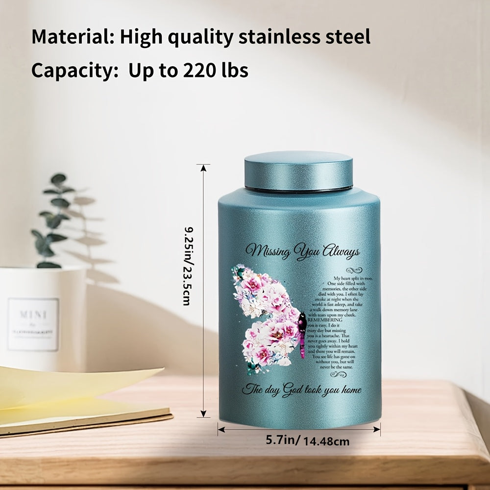 Large Decorative Butterfly Cremation Urn for Human & Pet Ashes - Commemorative Funeral Urn for Adult Male & Female, Dog & Cat, Elegant Blue Memorial Urn for Home Display
