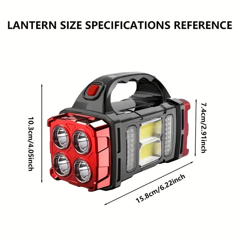 Solar Camping Flashlight LED Rechargeable Torch Portable USB Power Bank Light Long Battery Life for Outdoor Hiking Backpacking Emergency Survival Gear