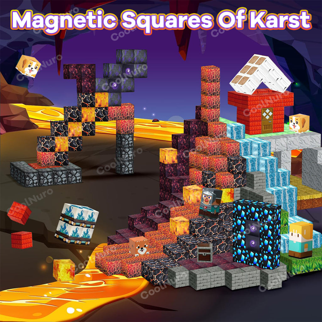 Magnetic Building Blocks Lava Adventure Set 200-300 Pieces, STEM Educational Construction Toy for Teens Kids & Family, Indoor Outdoor Game, Halloween Birthday Gift Random Color