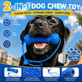 Dog Teething Chew Stick and Teeth Cleaning Brush Set 2 Pack - Durable Chewable Dog Toothbrush with Mouth-Open Strap for Easy Brushing, Dual-Purpose Dental Care Toy for Dogs, Random Color