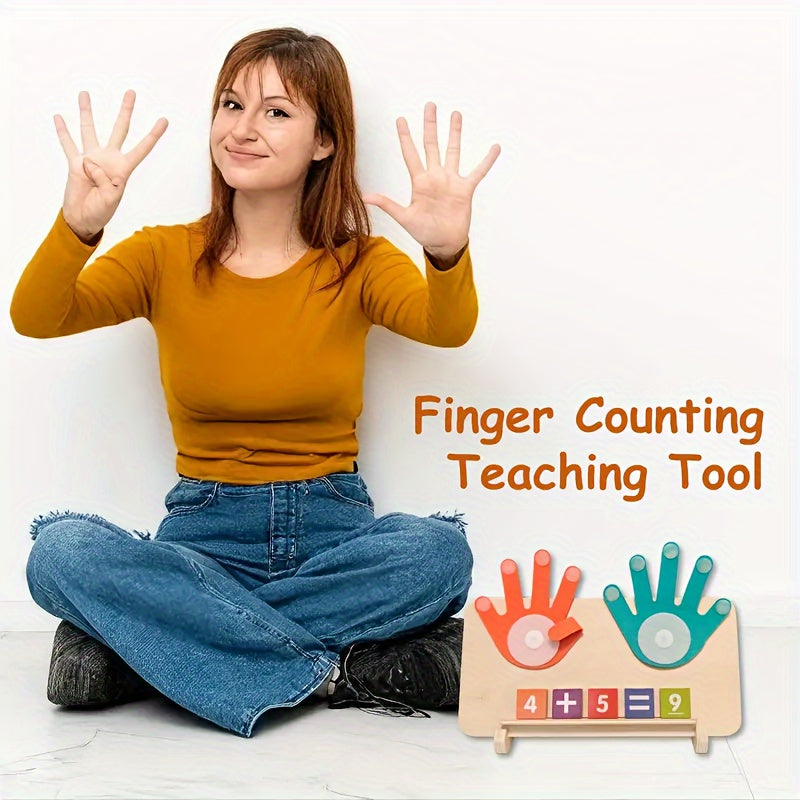Kids Finger Math Counting Board Set – 13 Digit Blocks, 10 Cards, 2 Bases & Bracket, STEM Addition Subtraction Learning Toy, Preschool Gift for Christmas Halloween