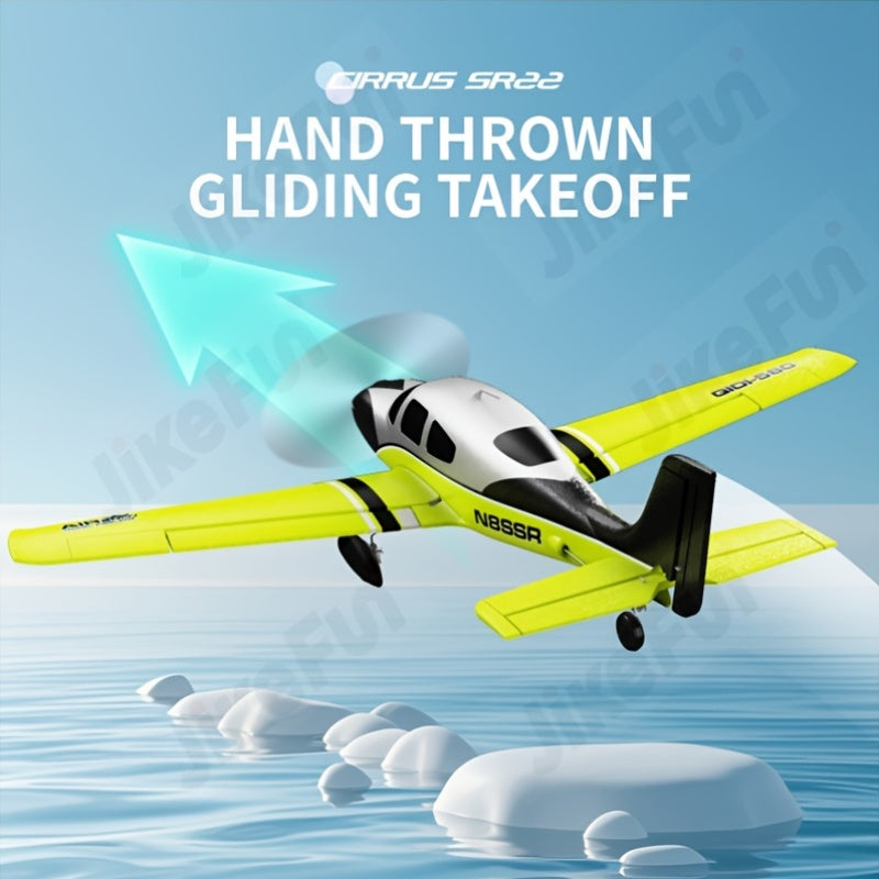 RC Airplane for Adults Kids QIDI-580 SR22 4-Channel Remote Control Plane Brushless Motor 28-30 Min Flight Time Auto-Balance Roll Yaw Light Show Green Blue Beginner Friendly Outdoor Toy Gift