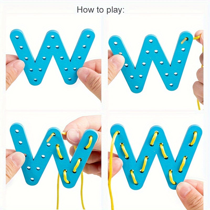 Number & Letter Recognition Lacing Threading Toy for Kids Kindergarten Handmade Educational STEM Toy Fine Motor Skills Learning Toy for Toddlers Preschool Birthday Gift