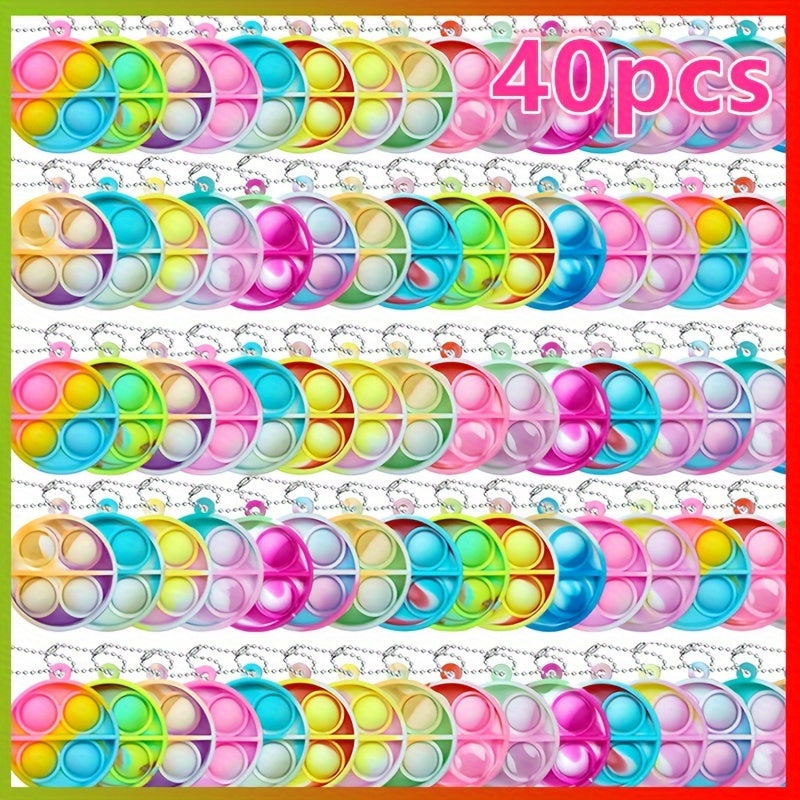 Mini Pop Bubble Fidget Sensory Toys 40 Pack - Push Bubble Stress Relief Toy for Kids, Assorted Random Colors, Classroom Prize Box Stuffers, Birthday Party Favor Goodie Bag Fillers, Anxiety Relief Toy