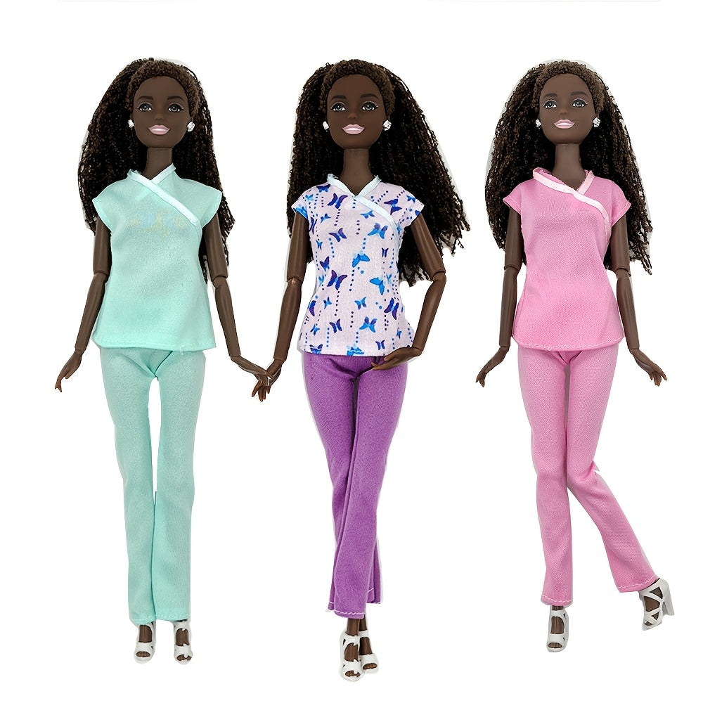 Doll Nurse & Doctor Uniform Clothes Set 5 Pieces for 11.5 Inch Dolls - Fashion Role Play Dress Up Accessories Compatible with Barbie, Medical Costume Outfits, Birthday Gift for Girls Ages 3+