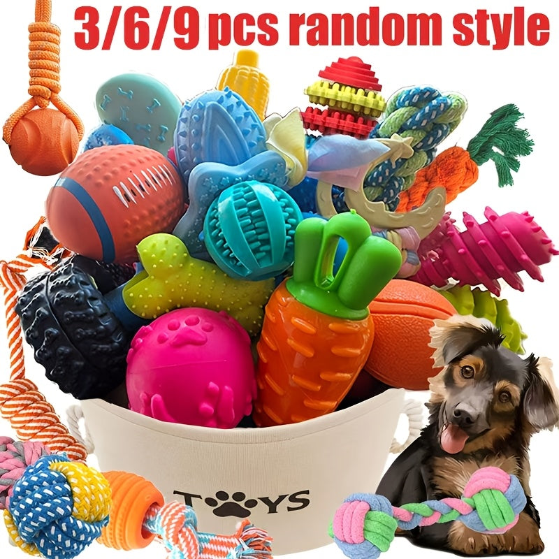 Dog Chew Toy Set 3/6/9Pcs - Puppy Teething Dental Chew Toys Bundle, Boredom Relief Rope Knot Toys for Small Dogs, Mixed Gift Pack Random Style