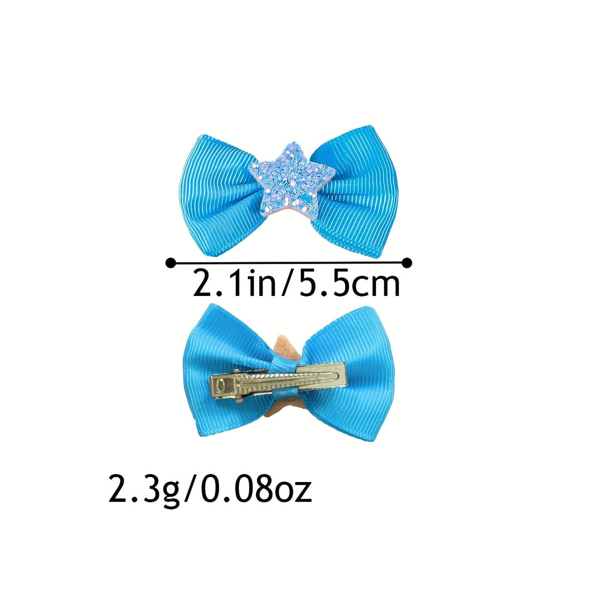 Dog Bow Hair Clips 24pcs Assorted – Cute Glitter Heart & Star Grooming Hair Accessories for Small Dogs & Puppies, Mixed Color Random Styles Pet Hair Bows