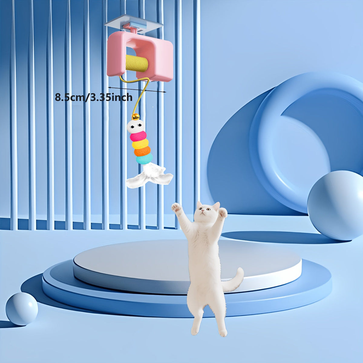 Automatic Swing Door Cat Toy USB Rechargeable - Interactive Hanging Feather Ball for Door & Window, Self-Play Entertainment Toy for Indoor Cats All Breeds, Busy Pet Owner Hands-Free Cat Teaser