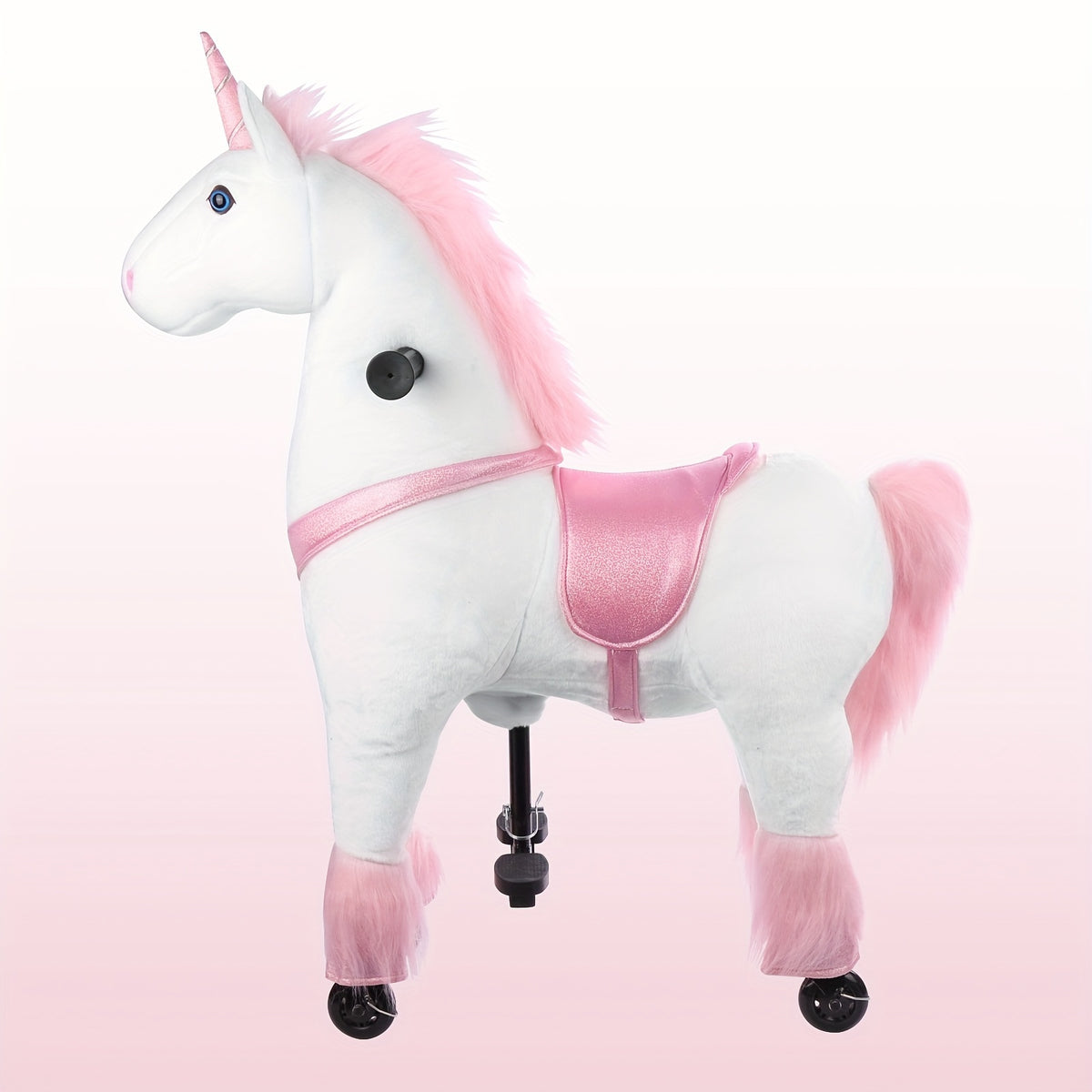 Kids Ride On Unicorn Horse Toy with Wheels Plush Walking Animal No Battery Required Size S and M for Ages 3 to 9 Pink Unicorn White Unicorn Birthday Christmas Gift for Boys Girls