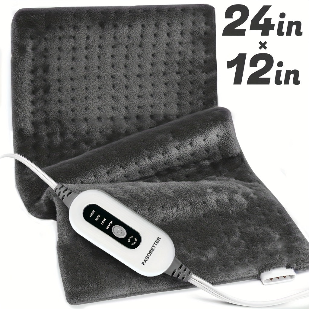 Electric Heating Pad for Back Pain Relief 12x24in – 130W Fast Heat to 150°F, 2X Thicker Plush Flannel, 4 Heat Settings, Auto Shut-Off, Machine Washable, Dry & Moist Heat Therapy for Neck Shoulders Abdomen Legs, Gift for Women Men Mom Dad