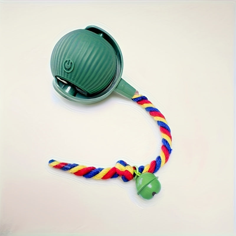Rechargeable Automatic Cat Toy Ball with Bell & Colorful Tail – Intelligent Electric Boredom-Relieving Chase Toy for Cats & Dogs, Self-Moving Interactive Pet Toy, Fun Indoor Play for Kittens & Puppies